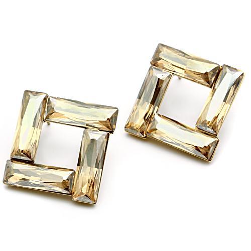 GL344 - IP Gold(Ion Plating) Brass Earrings with Top Grade Crystal  in Topaz-1