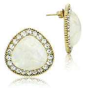 GL346 - IP Gold(Ion Plating) Brass Earrings with Synthetic Synthetic Stone in Clear-0