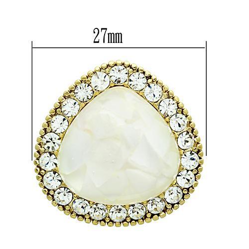 GL346 - IP Gold(Ion Plating) Brass Earrings with Synthetic Synthetic Stone in Clear-2