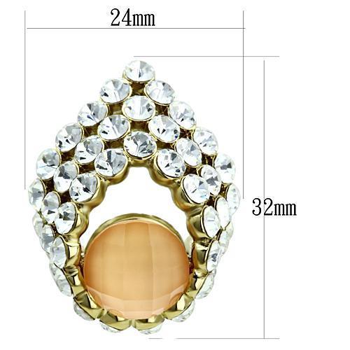 GL355 - IP Gold(Ion Plating) Brass Earrings with Synthetic Synthetic Stone in Orange-1