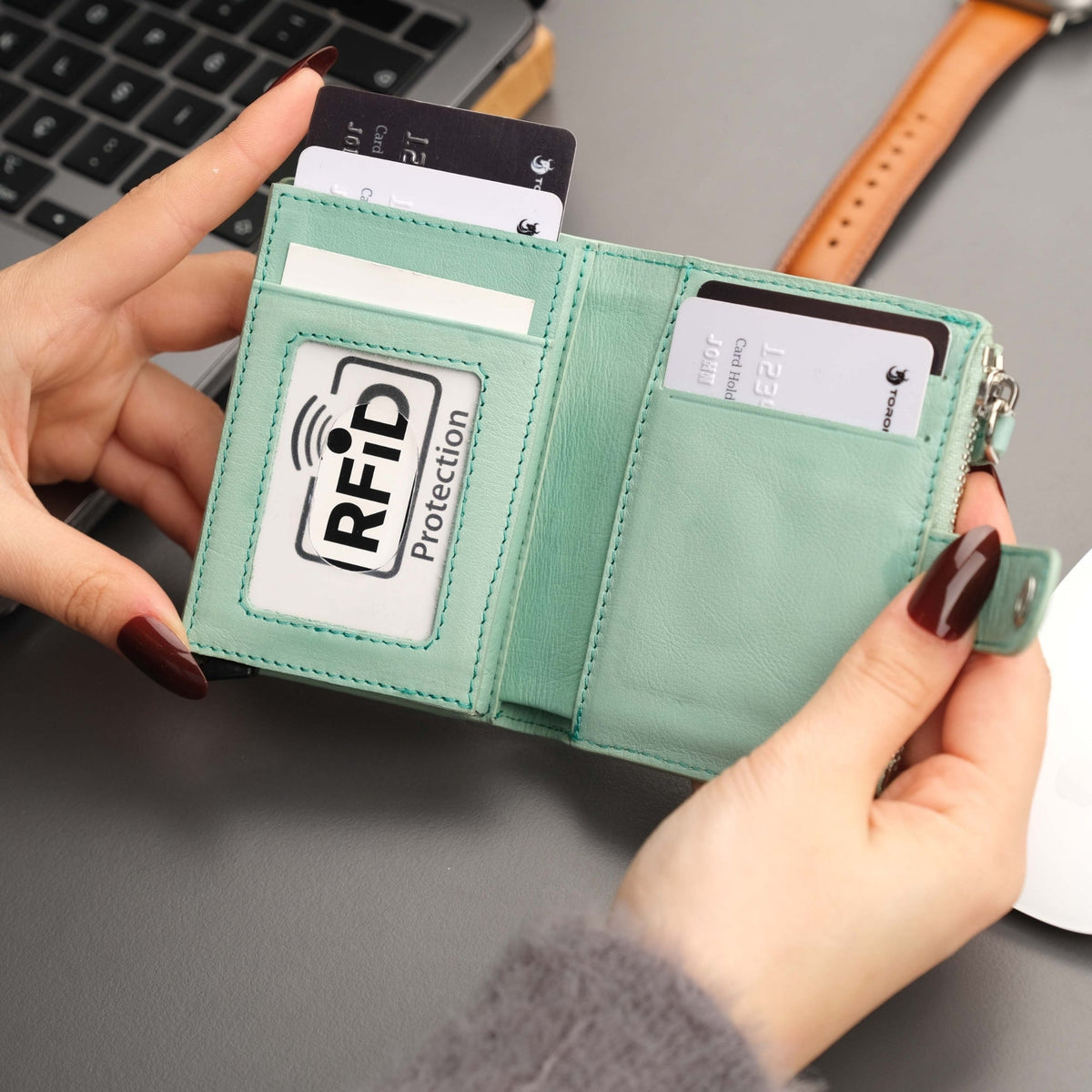 Glenrock Green Leather Pop-up Cardholder Wallet-0
