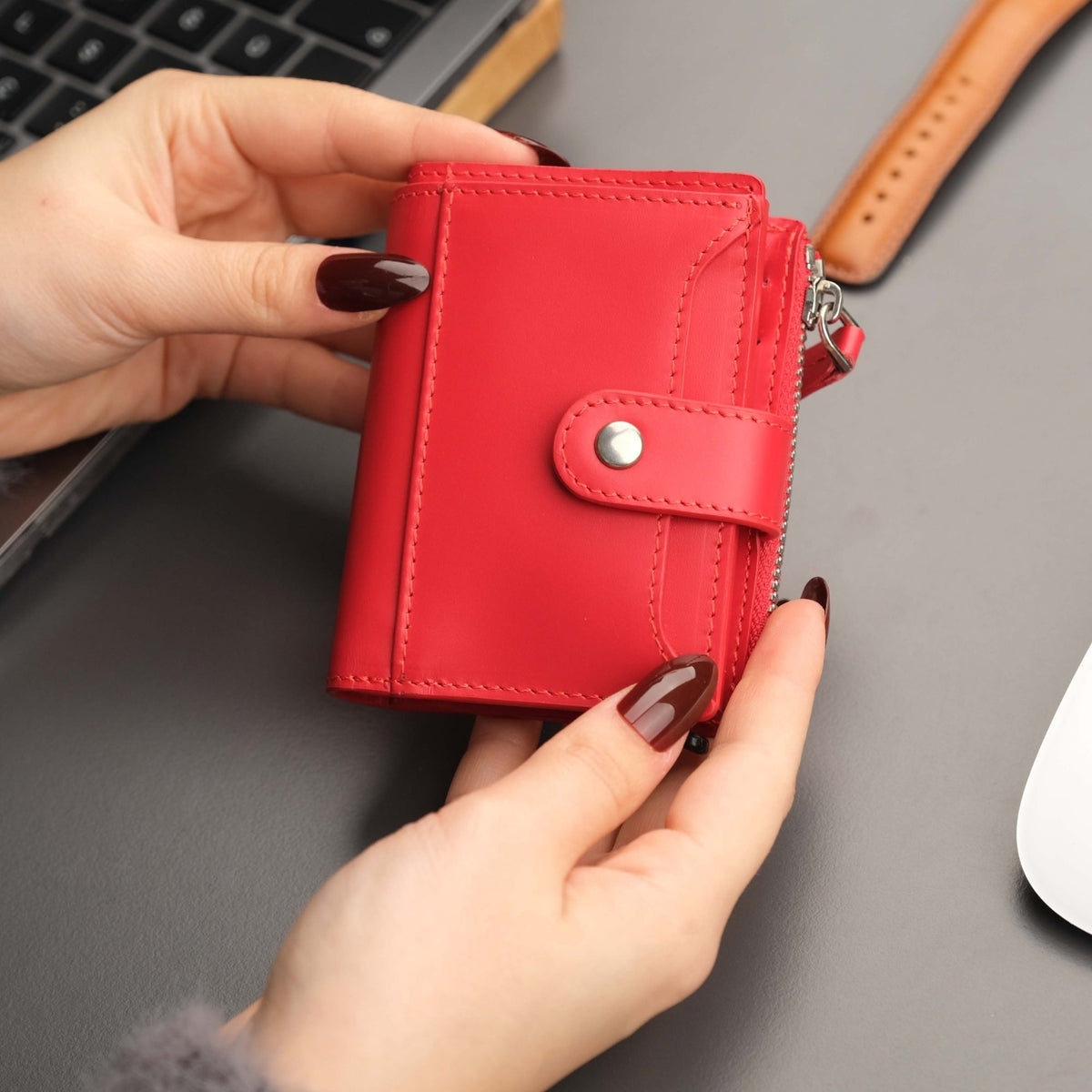 Glenrock Red Leather Pop-up Cardholder Wallet-1