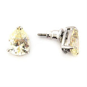 LO052 - Rhodium Brass Earrings with AAA Grade CZ  in Citrine Yellow-0