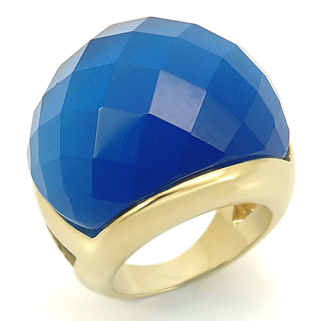 LO1042 - Gold Brass Ring with Synthetic Cat Eye in Montana-0