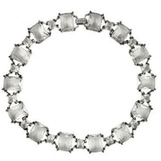 LO1140 - Antique Silver Brass Necklace with Synthetic Synthetic Glass in Clear-0
