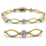 LO1154 - Matte Gold & Rhodium Brass Bracelet with AAA Grade CZ  in Clear-0