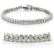 LO1159 - Matte Rhodium & Rhodium Brass Bracelet with AAA Grade CZ  in Clear-0