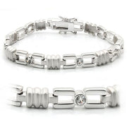LO1162 - Matte Rhodium & Rhodium Brass Bracelet with AAA Grade CZ  in Clear-0