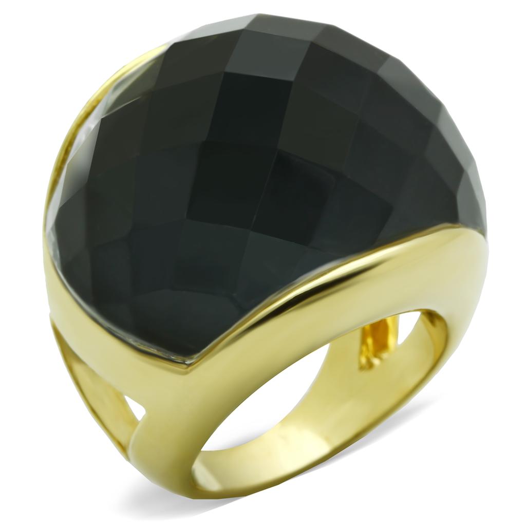 LO1172 - Gold Brass Ring with Precious Stone Conch in White-0