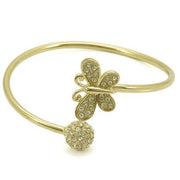 LO1179 - Gold Brass Bangle with Top Grade Crystal  in Clear-0