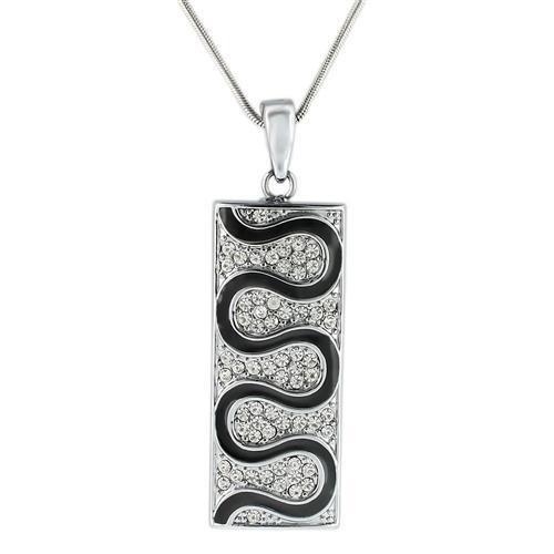 LO1182 - Rhodium Brass Pendant with Top Grade Crystal  in Clear-0