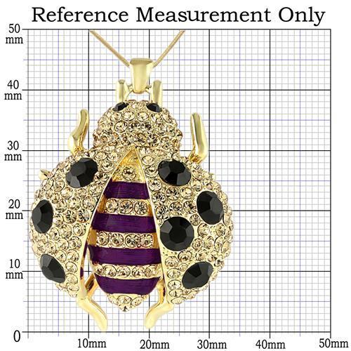 LO1196 - Gold Brass Pendant with Top Grade Crystal  in Jet-1