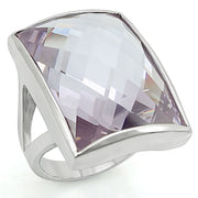 LO1252 - Rhodium Brass Ring with AAA Grade CZ  in Light Amethyst-0