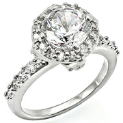 LO1254 - Rhodium Brass Ring with AAA Grade CZ  in Clear-0