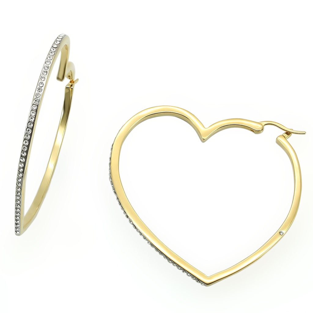 LO1258 - Gold Brass Earrings with Top Grade Crystal  in Clear-0