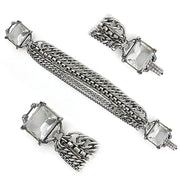 LO1276 - Antique Silver Brass Bracelet with Synthetic Synthetic Glass in Clear-0