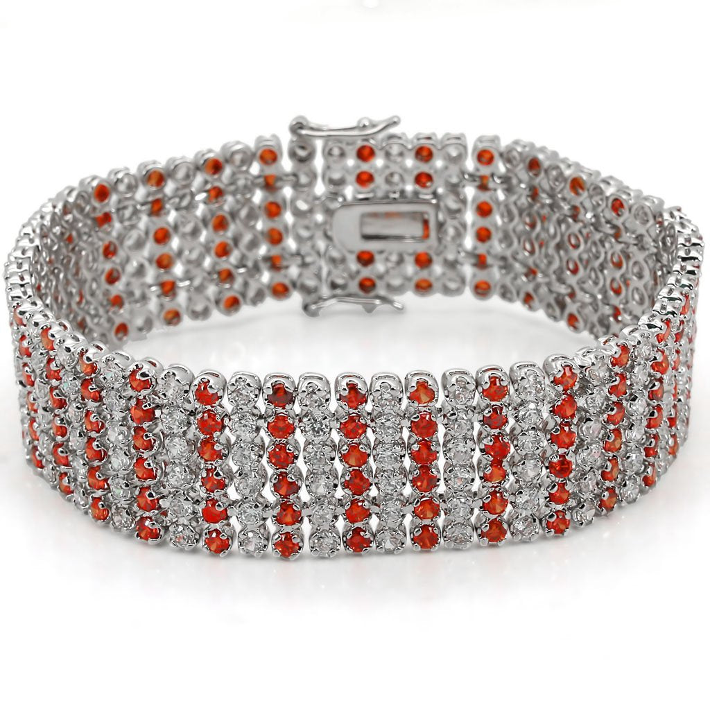 LO1282 - Rhodium Brass Bracelet with AAA Grade CZ  in Orange-0