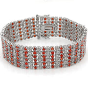 LO1282 - Rhodium Brass Bracelet with AAA Grade CZ  in Orange-0