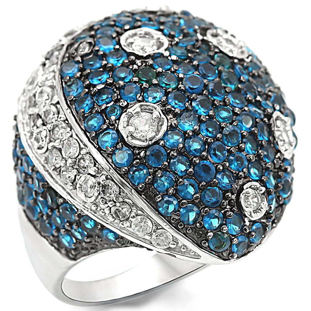LO1341 - Rhodium + Ruthenium Brass Ring with Synthetic Spinel in Montana-0