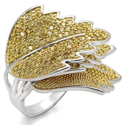 LO1342 - Reverse Two-Tone Brass Ring with AAA Grade CZ  in Apple Green color-0