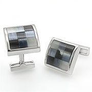 LO1371 - Rhodium Brass Cufflink with Semi-Precious Cat Eye in Multi Color-0