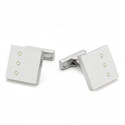 LO1381 - Rhodium Brass Cufflink with Top Grade Crystal  in Aurora Borealis (Rainbow Effect)-0