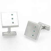 LO1382 - Rhodium Brass Cufflink with Top Grade Crystal  in Sea Blue-0