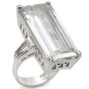 LO1429 - Rhodium Brass Ring with AAA Grade CZ  in Clear-0