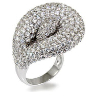 LO1482 - Rhodium Brass Ring with AAA Grade CZ  in Clear-0