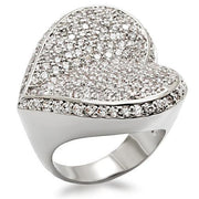 LO1492 - Rhodium Brass Ring with AAA Grade CZ  in Clear-0