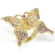 LO1497 - Imitation Gold Brass Ring with AAA Grade CZ  in Tanzanite-0