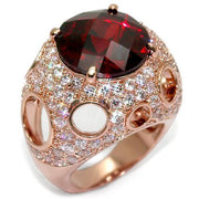 LO1507 - Rose Gold Brass Ring with AAA Grade CZ  in Garnet-0