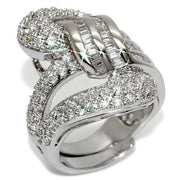 LO1537 - Rhodium Brass Ring with AAA Grade CZ  in Clear-0