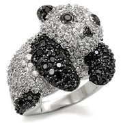 LO1559 - Rhodium + Ruthenium Brass Ring with AAA Grade CZ  in Black Diamond-0