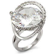 LO1561 - Rhodium Brass Ring with AAA Grade CZ  in Clear-0