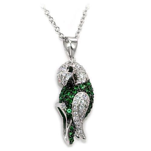LO1567 - Rhodium + Ruthenium Brass Chain Pendant with AAA Grade CZ  in Multi Color-0