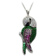 LO1570 - Rhodium + Ruthenium Brass Chain Pendant with AAA Grade CZ  in Multi Color-0
