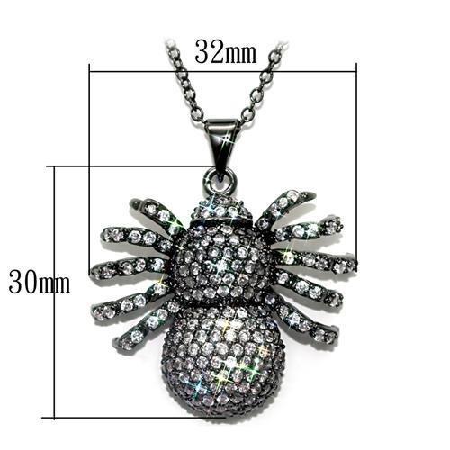 LO1578 - Ruthenium Brass Chain Pendant with AAA Grade CZ  in Clear-1