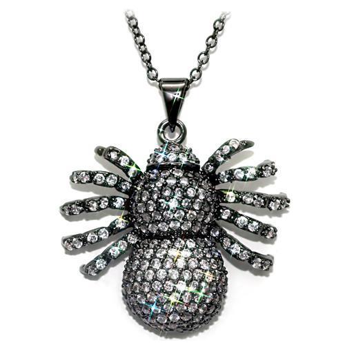 LO1578 - Ruthenium Brass Chain Pendant with AAA Grade CZ  in Clear-0