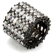 LO1580 - Ruthenium Brass Ring with AAA Grade CZ  in Clear-0