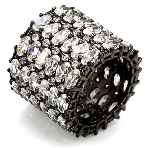 LO1580 - Ruthenium Brass Ring with AAA Grade CZ  in Clear-0