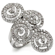 LO1590 - Rhodium Brass Ring with AAA Grade CZ  in Clear-0