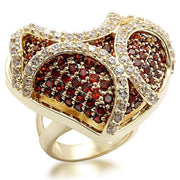 LO1597 - Imitation Gold Brass Ring with AAA Grade CZ  in Garnet-0