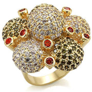 LO1600 - Imitation Gold Brass Ring with AAA Grade CZ  in Garnet-0