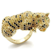 LO1606 - Imitation Gold Brass Ring with Synthetic Synthetic Glass in Emerald-0