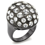 LO1612 - TIN Cobalt Black Brass Ring with Top Grade Crystal  in Clear-0