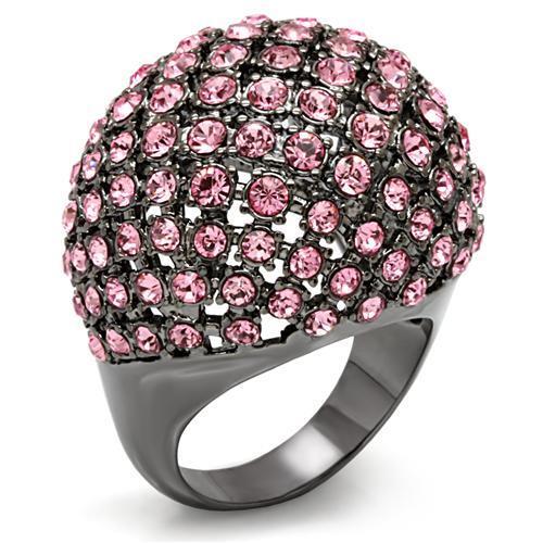 LO1615 - TIN Cobalt Black Brass Ring with Top Grade Crystal  in Light Rose-0
