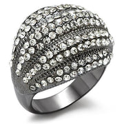 LO1617 - TIN Cobalt Black Brass Ring with Top Grade Crystal  in Clear-0
