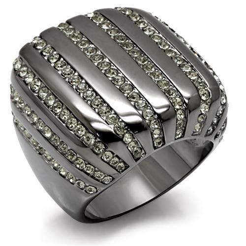 LO1618 - TIN Cobalt Black Brass Ring with Top Grade Crystal  in Black Diamond-0
