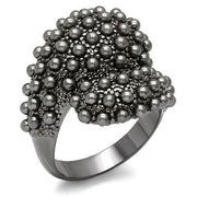 LO1622 - TIN Cobalt Black Brass Ring with Synthetic Pearl in Jet-0